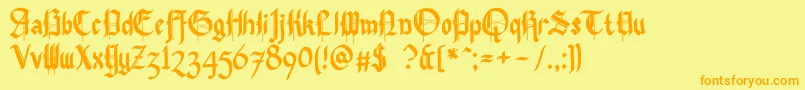 Pennybridge1563-fontti – oranssit fontit keltaisella taustalla
