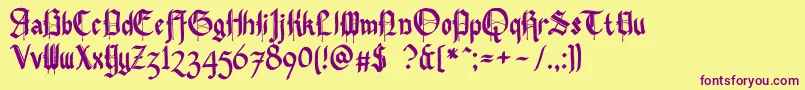 フォントPennybridge1563 – 紫色のフォント、黄色の背景