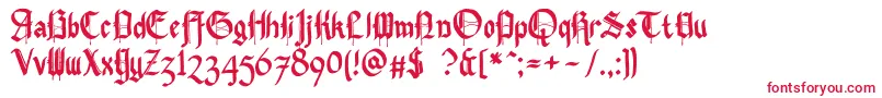 フォントPennybridge1563 – 白い背景に赤い文字