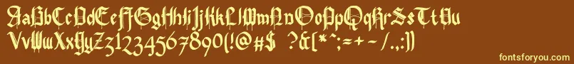 Pennybridge1563-Schriftart – Gelbe Schriften auf braunem Hintergrund