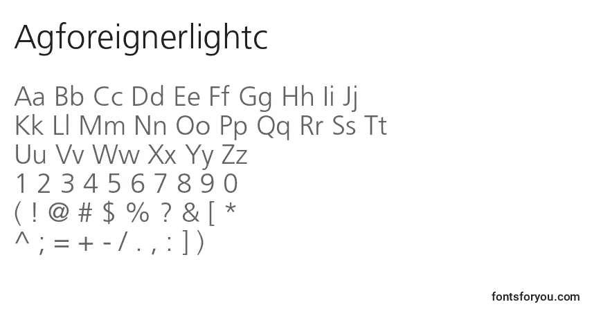 Czcionka Agforeignerlightc – alfabet, cyfry, specjalne znaki