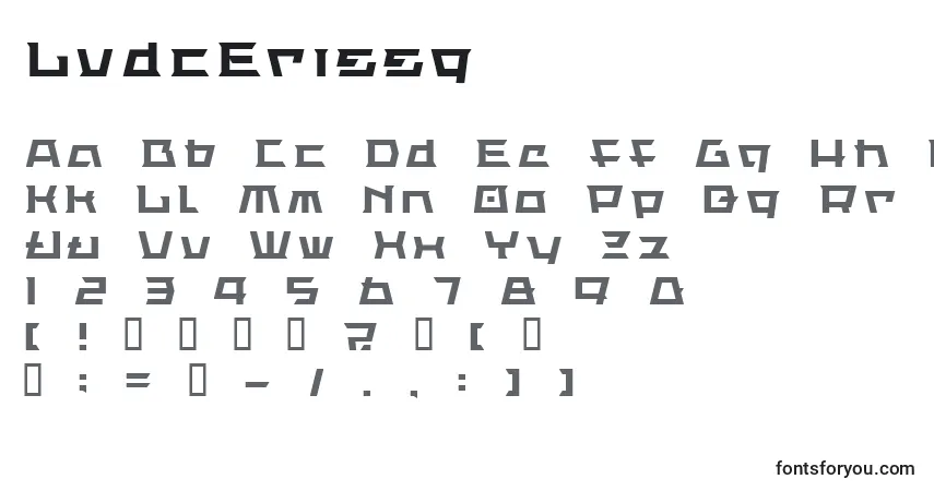 Schriftart LvdcErissq – Alphabet, Zahlen, spezielle Symbole