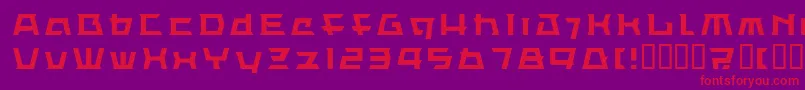 LvdcErissq-Schriftart – Rote Schriften auf violettem Hintergrund
