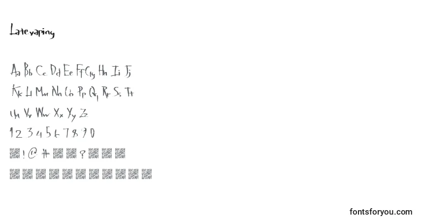 Czcionka Latevaping – alfabet, cyfry, specjalne znaki