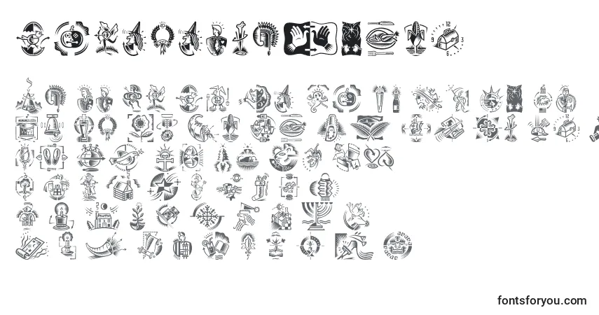 Czcionka Dfcelebrations – alfabet, cyfry, specjalne znaki