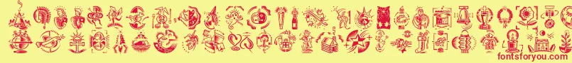 フォントDfcelebrations – 赤い文字の黄色い背景