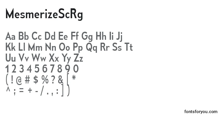 Шрифт MesmerizeScRg – алфавит, цифры, специальные символы