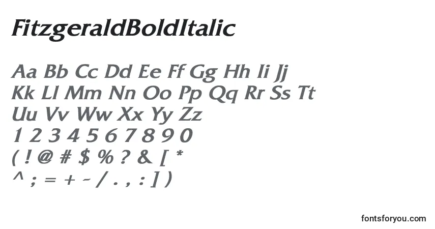 FitzgeraldBoldItalic-fontti – aakkoset, numerot, erikoismerkit