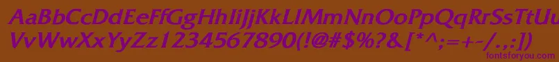 FitzgeraldBoldItalic Font – Purple Fonts on Brown Background