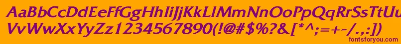 FitzgeraldBoldItalic-Schriftart – Violette Schriften auf orangefarbenem Hintergrund