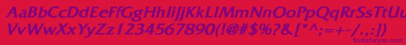 FitzgeraldBoldItalic-Schriftart – Violette Schriften auf rotem Hintergrund