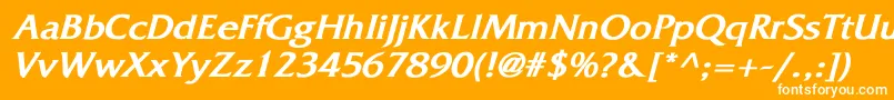 FitzgeraldBoldItalic-Schriftart – Weiße Schriften auf orangefarbenem Hintergrund