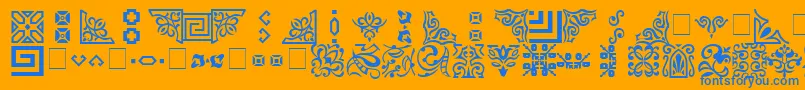 Ornament Font – Blue Fonts on Orange Background