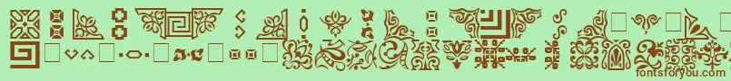 Ornament-Schriftart – Braune Schriften auf grünem Hintergrund