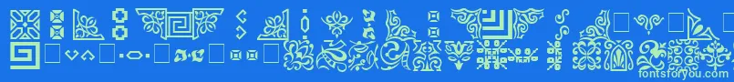 Ornament Font – Green Fonts on Blue Background