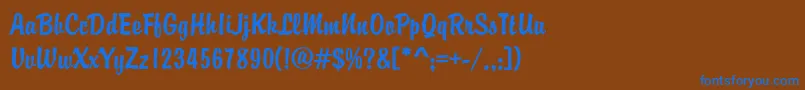 フォントBrodyd – 茶色の背景に青い文字