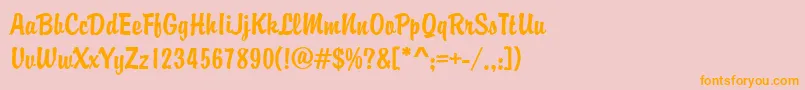 フォントBrodyd – オレンジの文字がピンクの背景にあります。