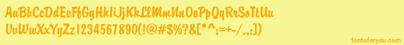 フォントBrodyd – オレンジの文字が黄色の背景にあります。