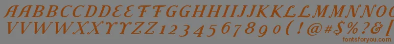 フォントLitolandTitle – 茶色の文字が灰色の背景にあります。