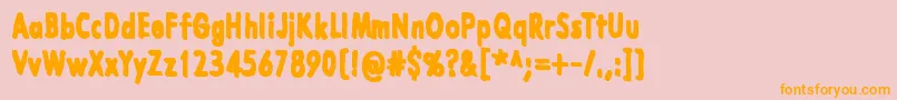 フォントLazarusOzKolsvart – オレンジの文字がピンクの背景にあります。