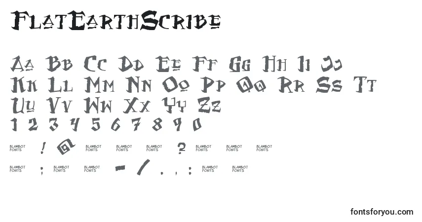 Czcionka FlatEarthScribe – alfabet, cyfry, specjalne znaki