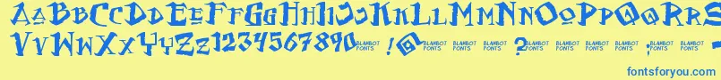 FlatEarthScribe Font – Blue Fonts on Yellow Background