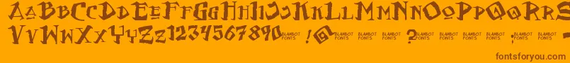 FlatEarthScribe-Schriftart – Braune Schriften auf orangefarbenem Hintergrund