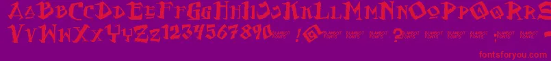 FlatEarthScribe-Schriftart – Rote Schriften auf violettem Hintergrund