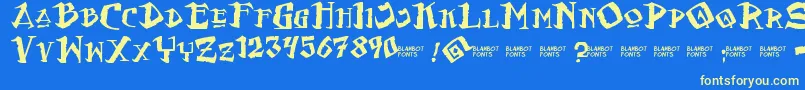 FlatEarthScribe Font – Yellow Fonts on Blue Background