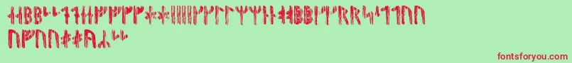 フォントNidhoggrunic – 赤い文字の緑の背景