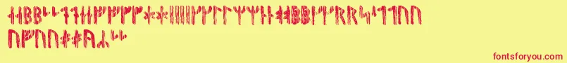 Nidhoggrunic-Schriftart – Rote Schriften auf gelbem Hintergrund