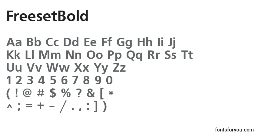 Czcionka FreesetBold – alfabet, cyfry, specjalne znaki