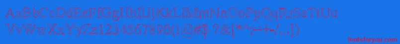 Sketchy ffy-Schriftart – Rote Schriften auf blauem Hintergrund