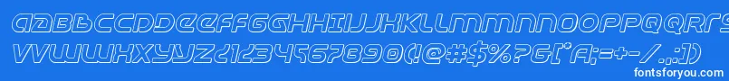 Universaljack3Dital-Schriftart – Weiße Schriften auf blauem Hintergrund