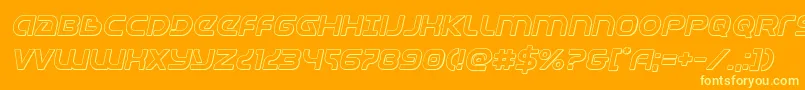 Universaljack3Dital-Schriftart – Gelbe Schriften auf orangefarbenem Hintergrund