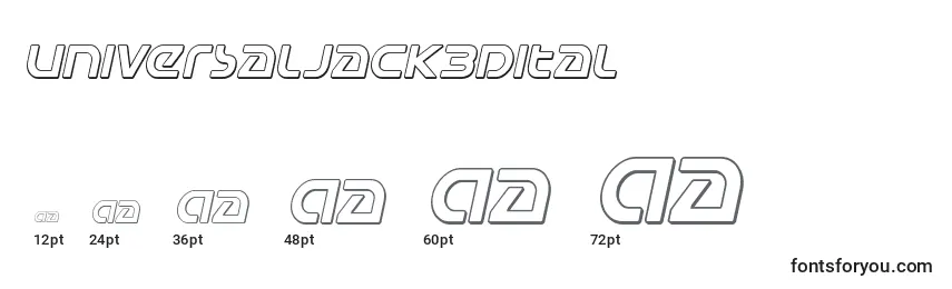 Размеры шрифта Universaljack3Dital