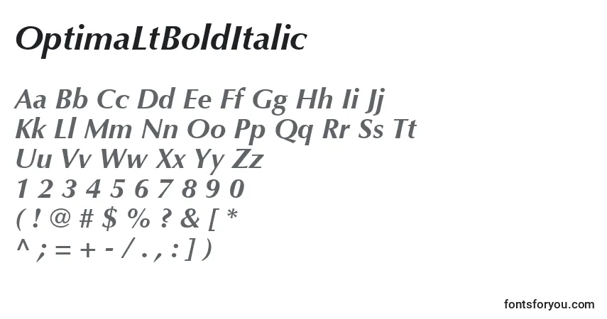 Schriftart OptimaLtBoldItalic – Alphabet, Zahlen, spezielle Symbole