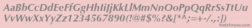 OptimaLtBoldItalic-Schriftart – Graue Schriften auf rosa Hintergrund