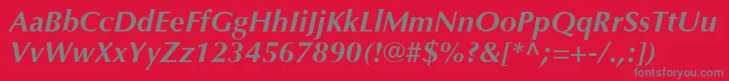 Saiba mais sobre a fonte OptimaLtBoldItalic Fonte OptimaLtBoldItalic – fontes cinzas em um fundo vermelho