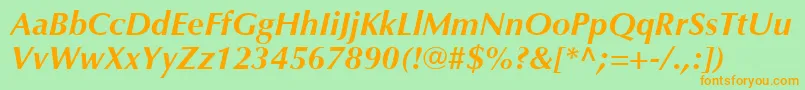 OptimaLtBoldItalic Font – Orange Fonts on Green Background