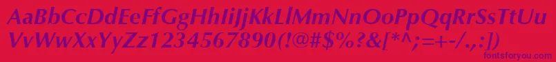 OptimaLtBoldItalic Font – Purple Fonts on Red Background