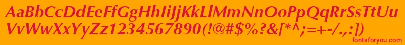 OptimaLtBoldItalic Font – Red Fonts on Orange Background