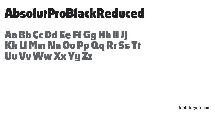 Schriftart AbsolutProBlackReduced – Alphabet, Zahlen, spezielle Symbole