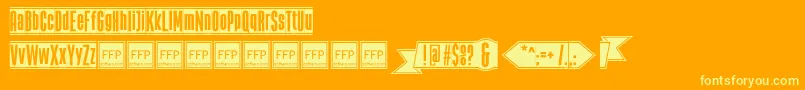 TheBlackBoxFfp-fontti – keltaiset fontit oranssilla taustalla