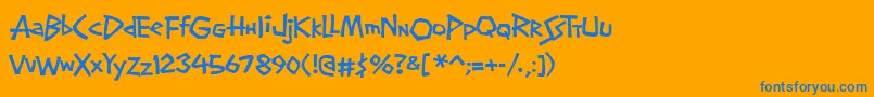 Screwball Font – Blue Fonts on Orange Background