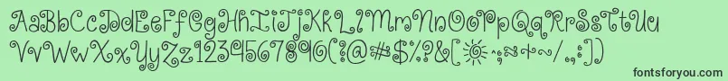 Kgkissmeslowly Font – Black Fonts on Green Background