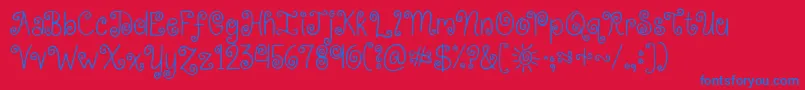 Kgkissmeslowly Font – Blue Fonts on Red Background