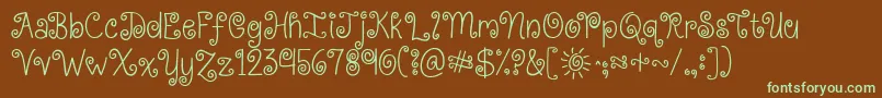 Kgkissmeslowly Font – Green Fonts on Brown Background