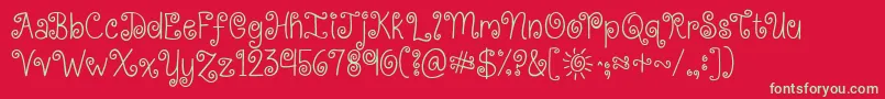 Kgkissmeslowly Font – Green Fonts on Red Background