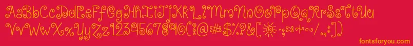 Kgkissmeslowly Font – Orange Fonts on Red Background